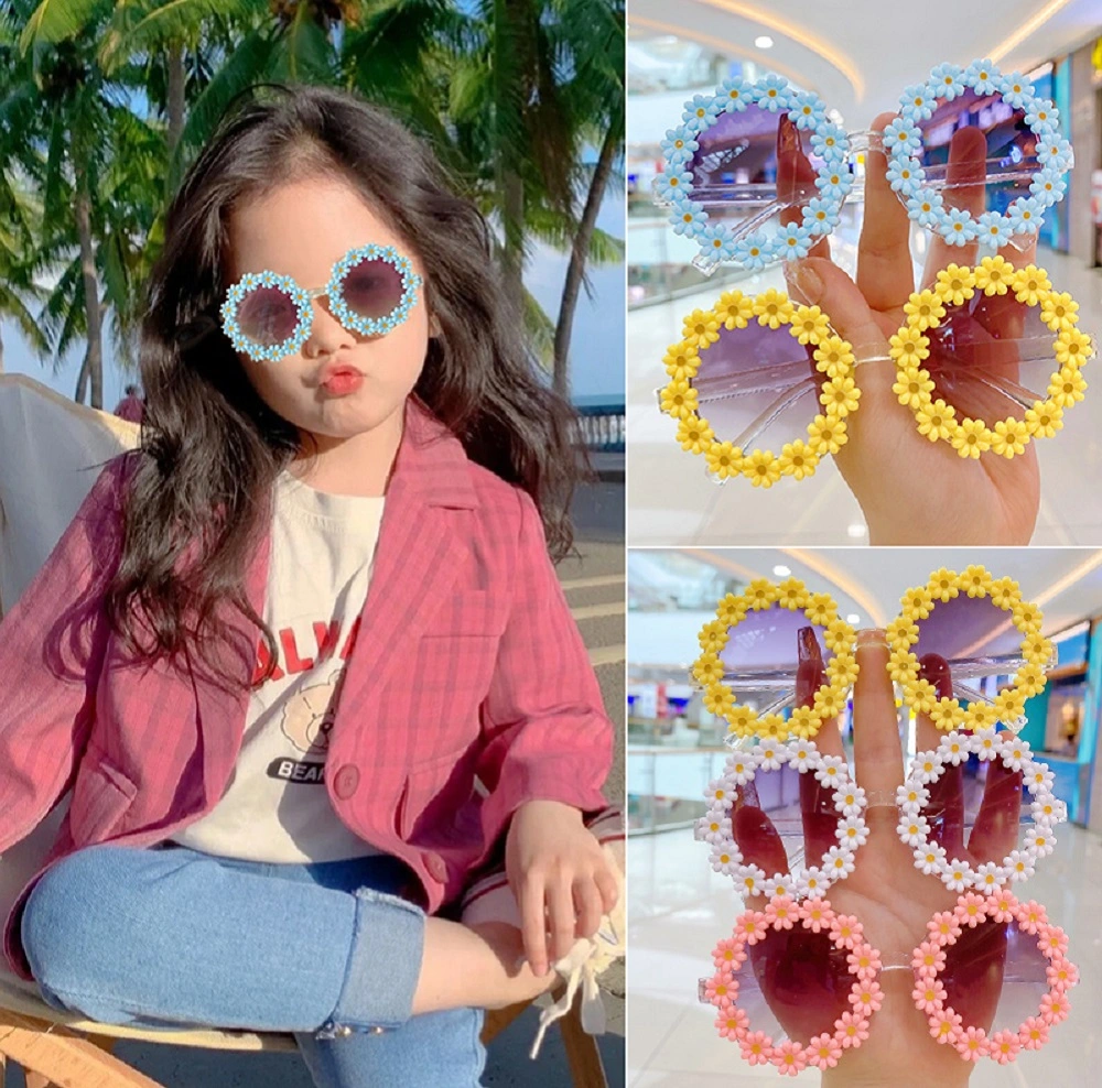 2023 Design New Trendy Cartoon Frame Sunflower Daisy Cute Sunglasses Shades for Kids