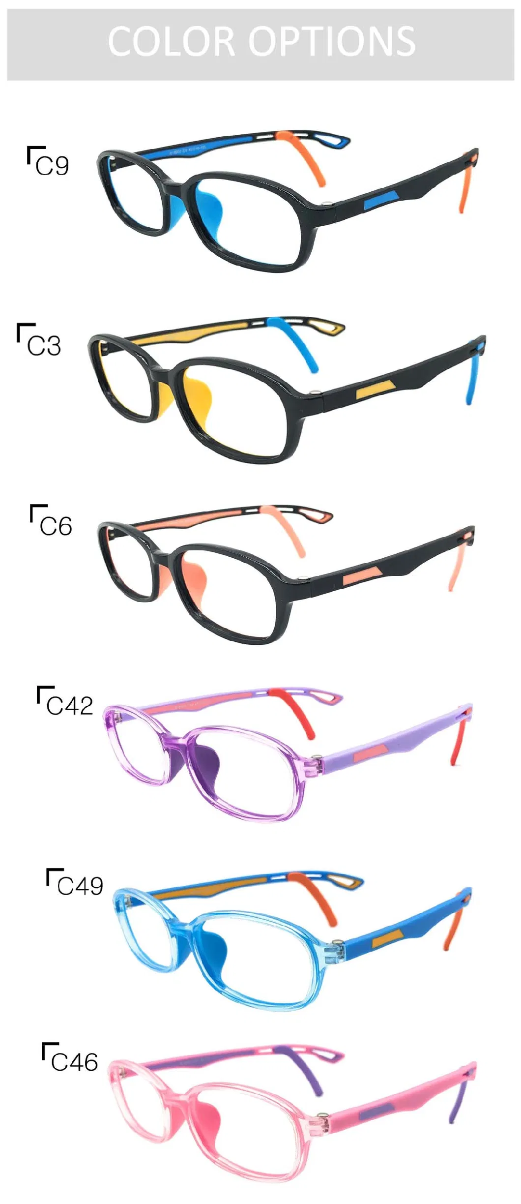 Eyewear Newest Flexible Tr90 Silicone Optical Eyeglasses Frames Computer Glasses Bluelight Kids Anti Blue Light Glasses